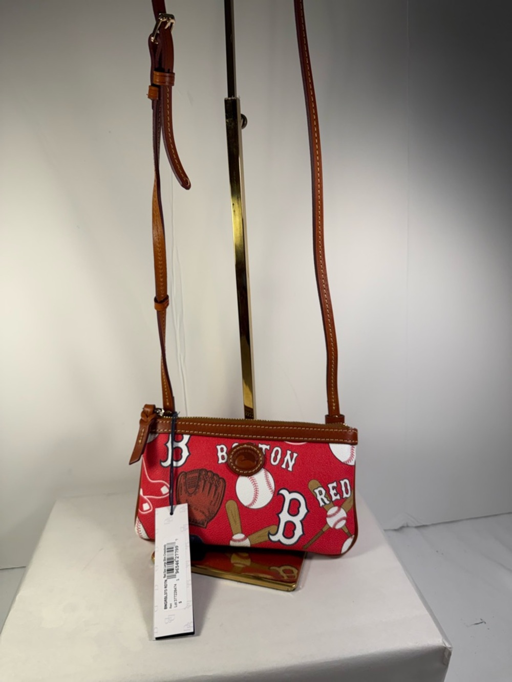 Dooney & Bourke Red Boston Red Sox Graphic Crossbody with Brown Leather Trim